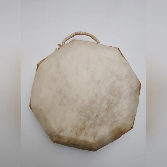 Vintage Native American Handmade Double Sided 12" Drum Rawhide - Wood, Beautiful - Picture 2 of 8